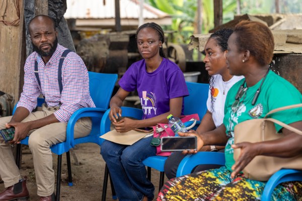 Ahanta Tech Lab field visit: discussion at the processing site