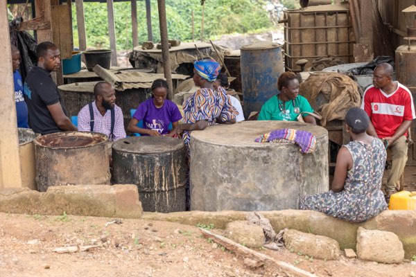 Ahanta Tech Lab field visit: discussion at the processing site
