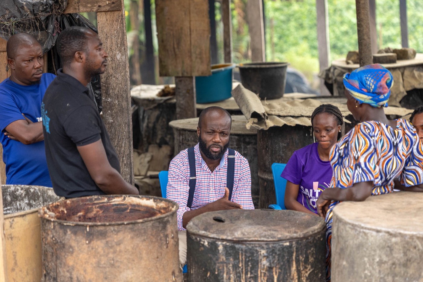 Ahanta Tech Lab field visit: discussion at the processing site