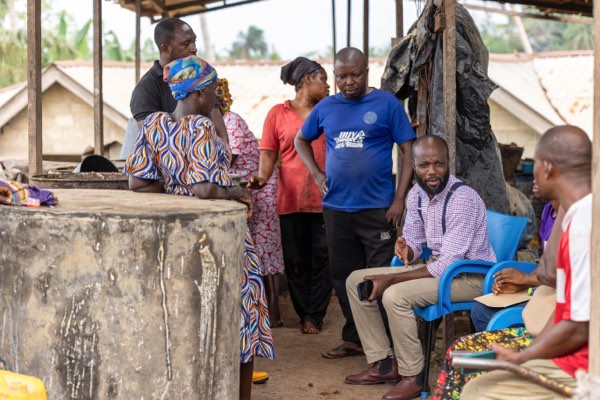 Ahanta Tech Lab field visit: discussion at the processing site