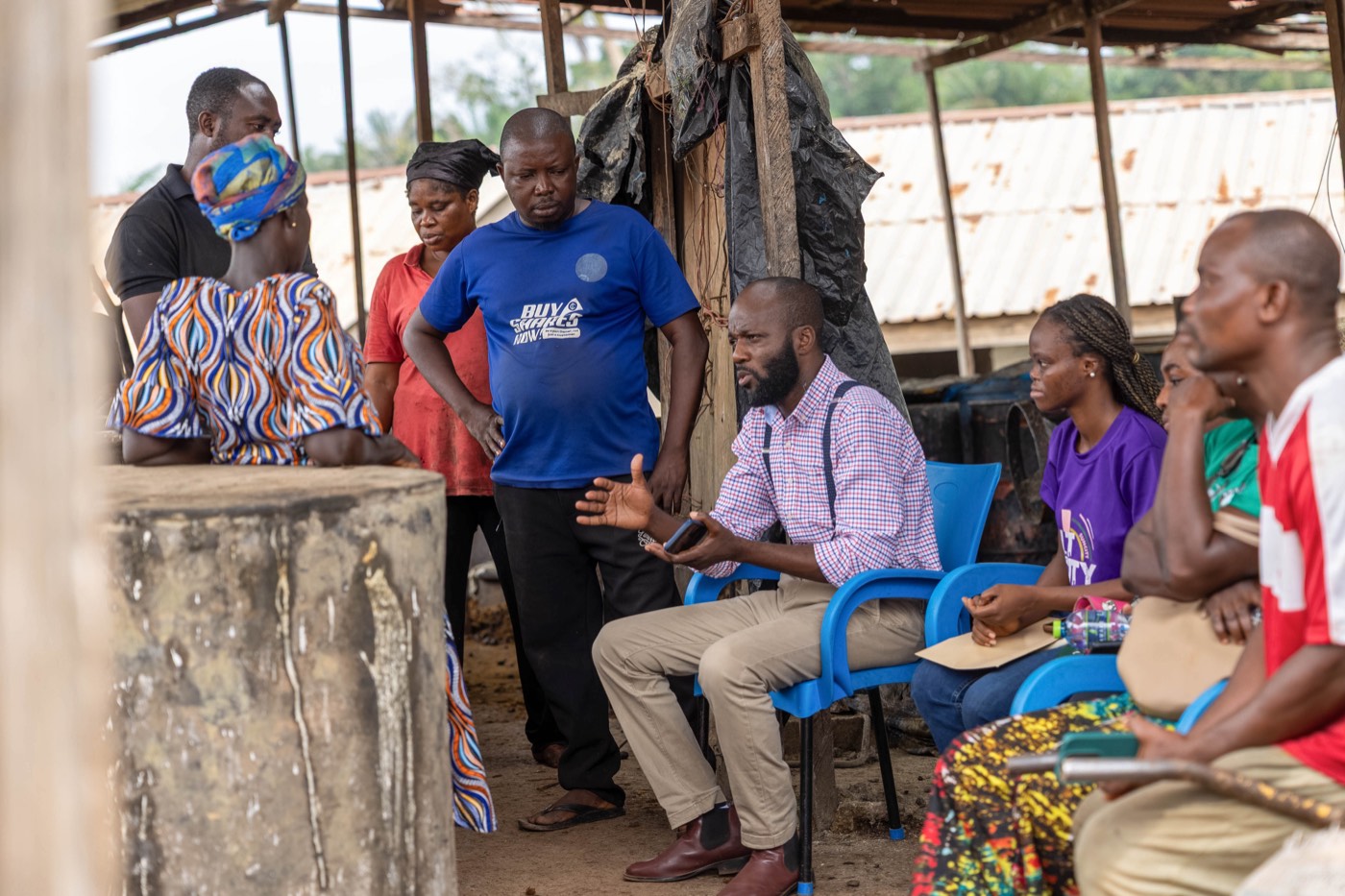 Ahanta Tech Lab field visit: discussion at the processing site