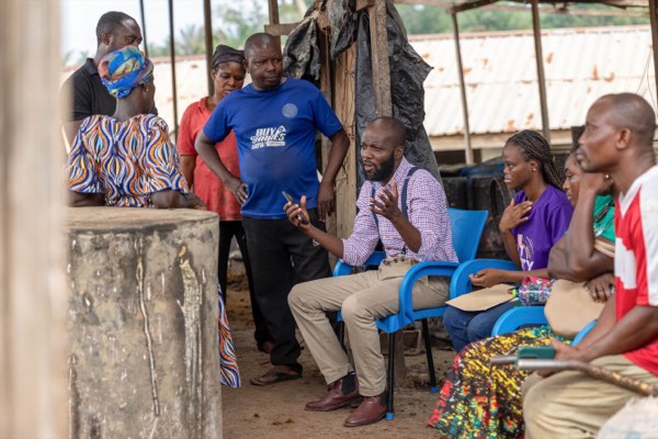 Ahanta Tech Lab field visit: discussion at the processing site