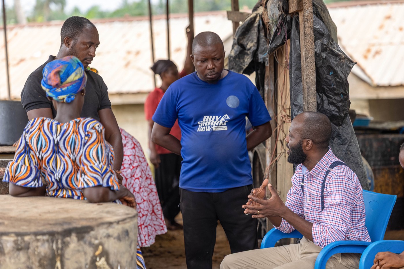Ahanta Tech Lab field visit: discussion at the processing site