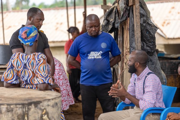 Ahanta Tech Lab field visit: discussion at the processing site