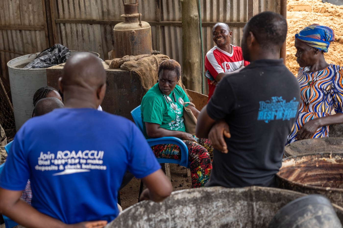 Ahanta Tech Lab field visit: discussion at the processing site
