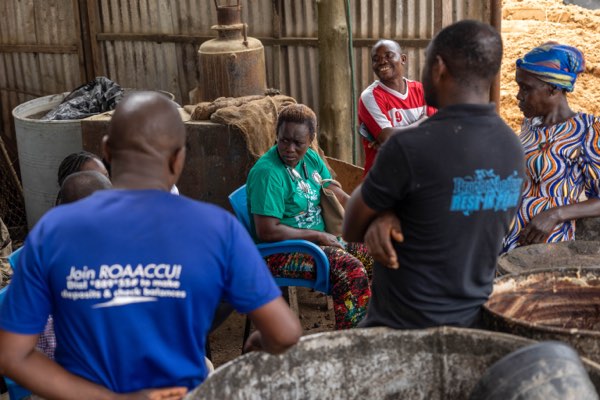 Ahanta Tech Lab field visit: discussion at the processing site