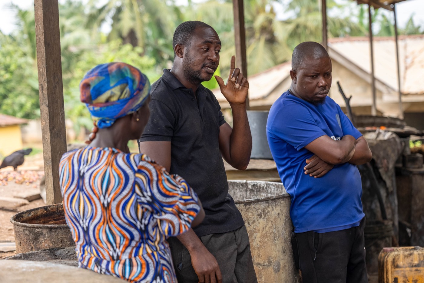 Ahanta Tech Lab field visit: discussion at the processing site