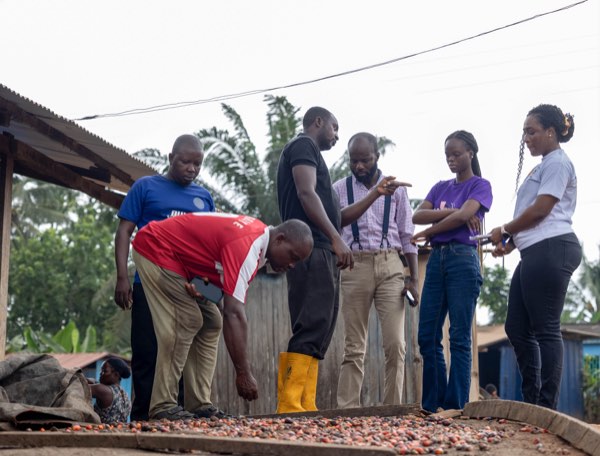 Ahanta Tech Lab field visit: discussion at the processing site