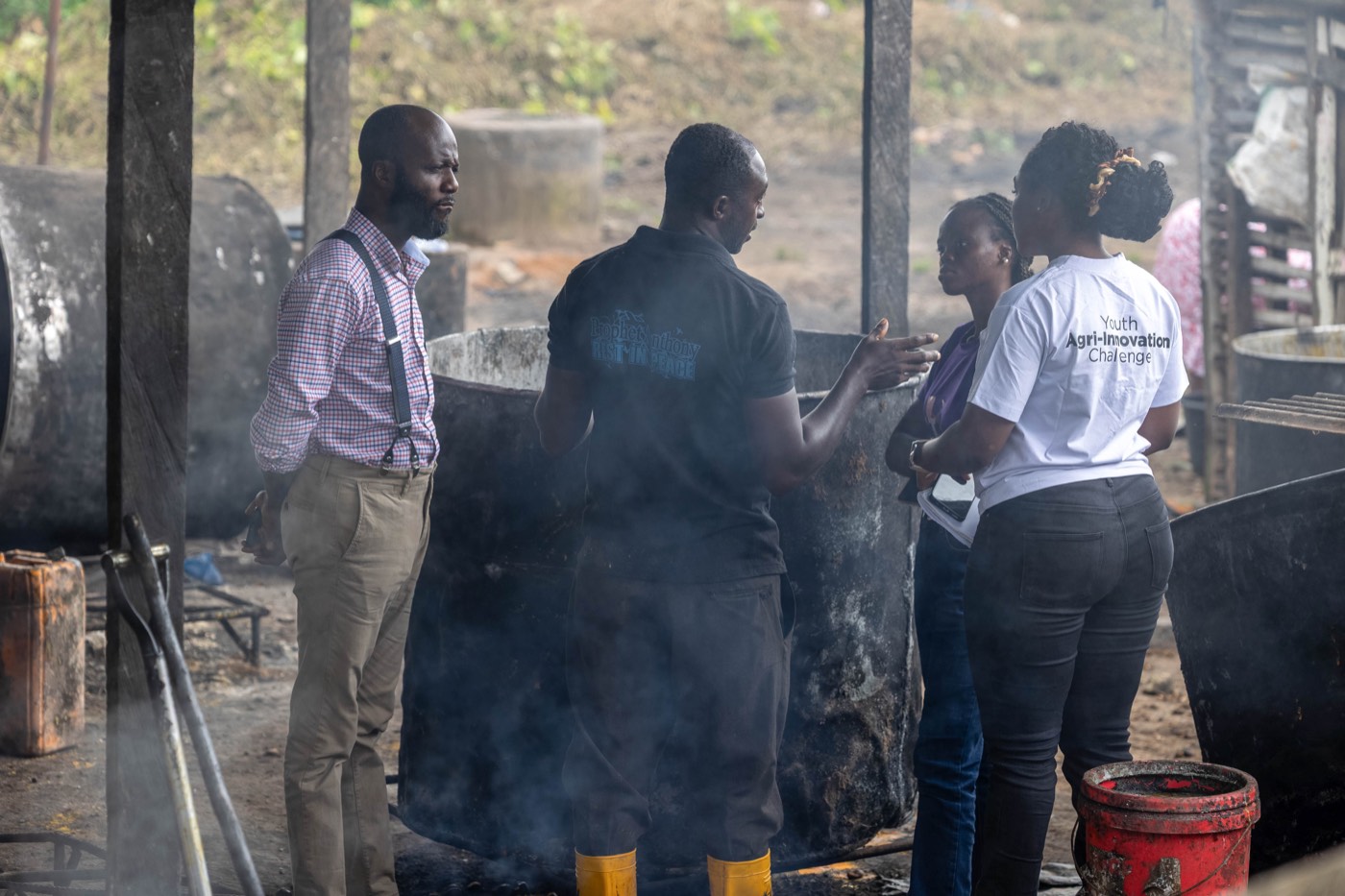 Palm oil processing at the site