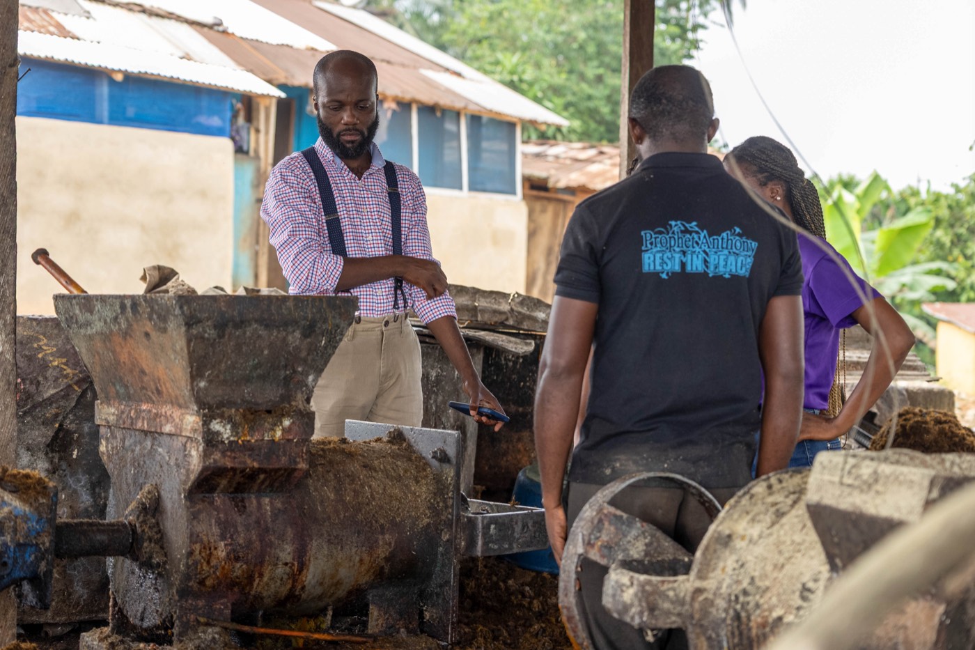 Palm oil processing at the site