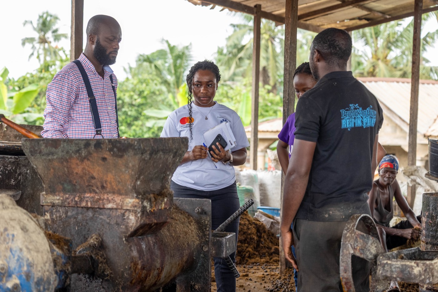 Palm oil processing at the site