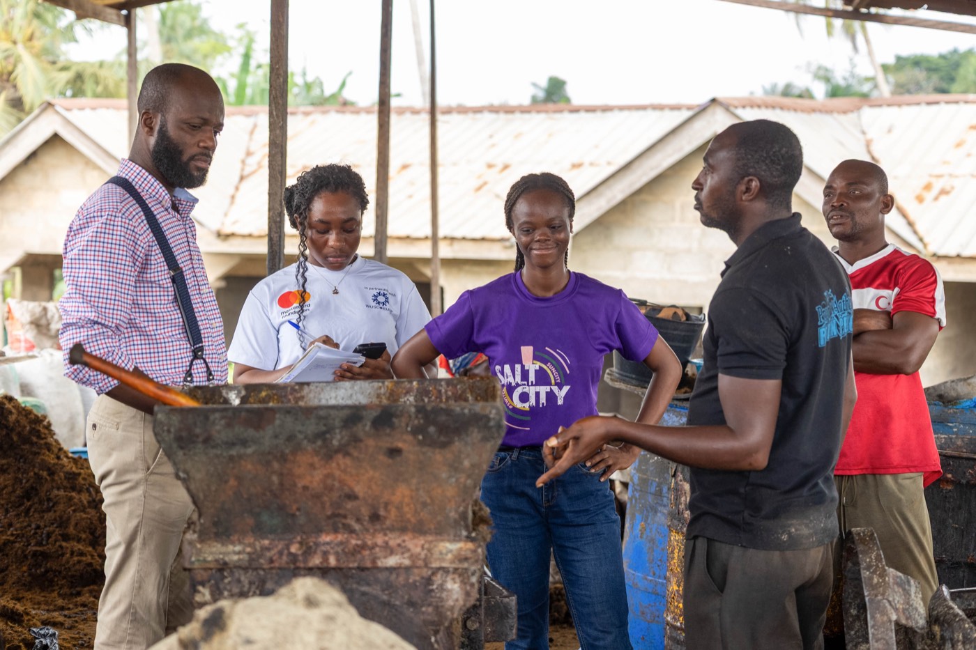 Palm oil processing at the site