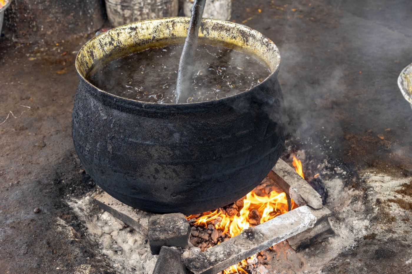 Palm oil processing at the site