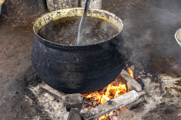 Palm oil processing at the site